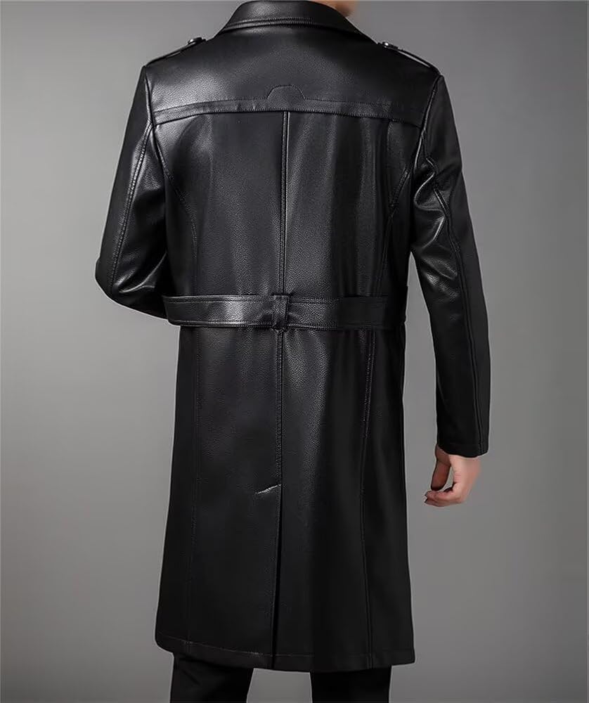 Amazon | [HUALIANYI] ロングレザーコート メンズ レザージャケット